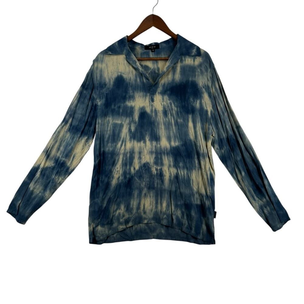 IZ-IT-U USA Blue Tie Dye Pullover Top 100% Cotton Men’s Size S Made in USA